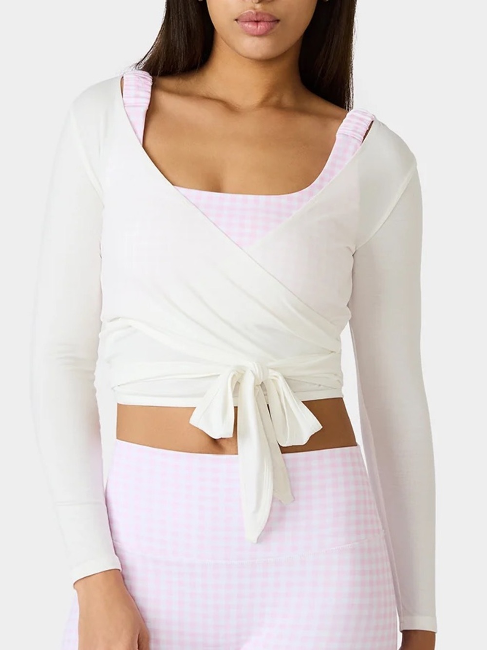 Betsey Johnson LONG SLEEVE V NECK WRAP TOP WHITE Size Small S NEW WITH TAGS NWT